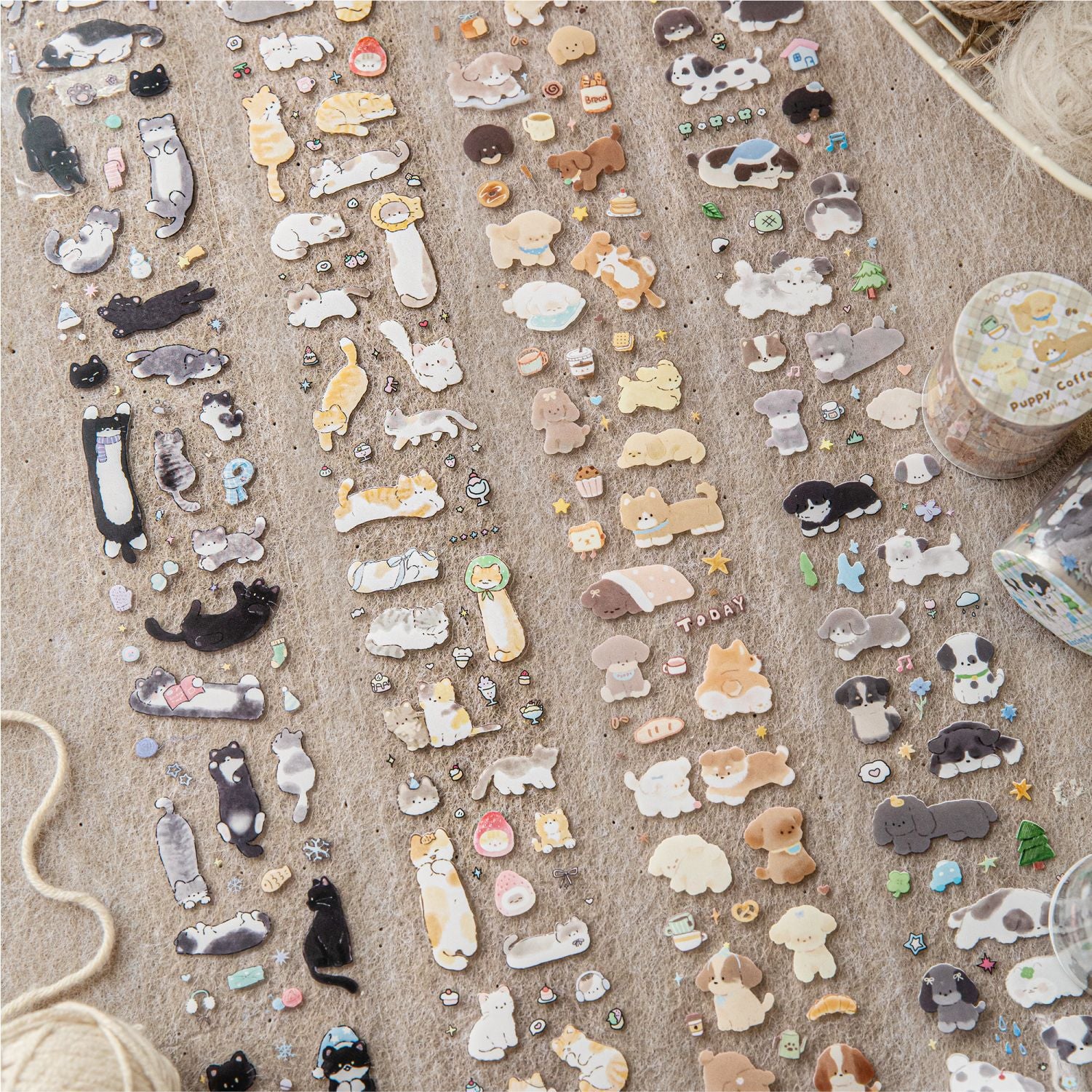 1 Roll Kawaii Cat PET Stickers Tape XMXG