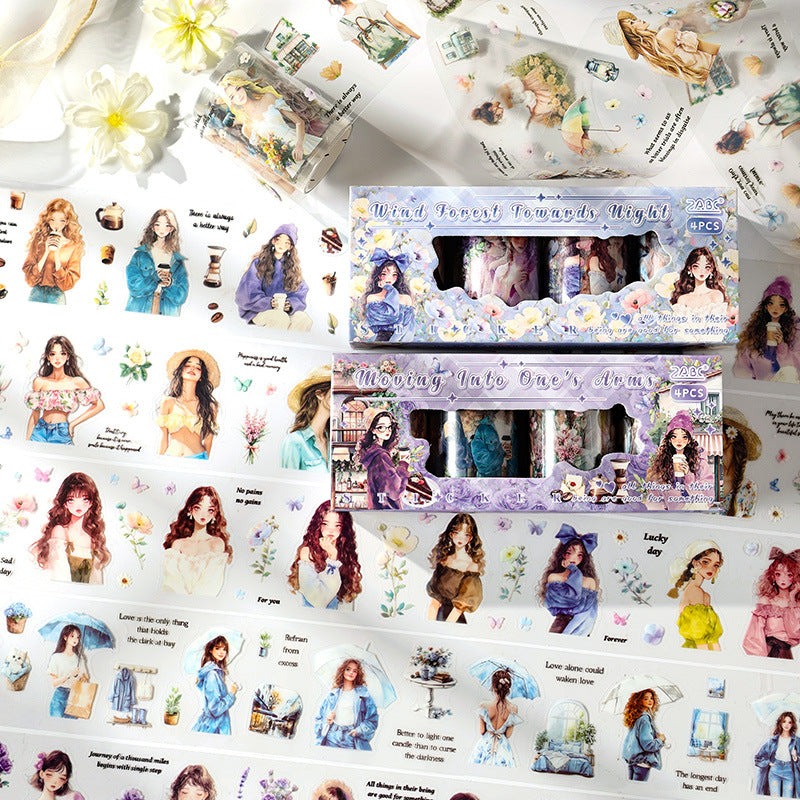 4 Rolls Seasonal Girl PET Tapes Set XDJB