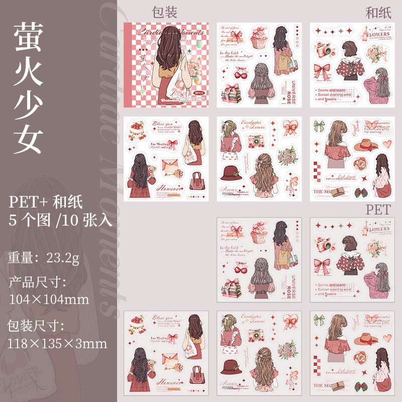 10-Sheets-Girl-Theme-PET-and-Washi-Stickers-Book-XDSJ