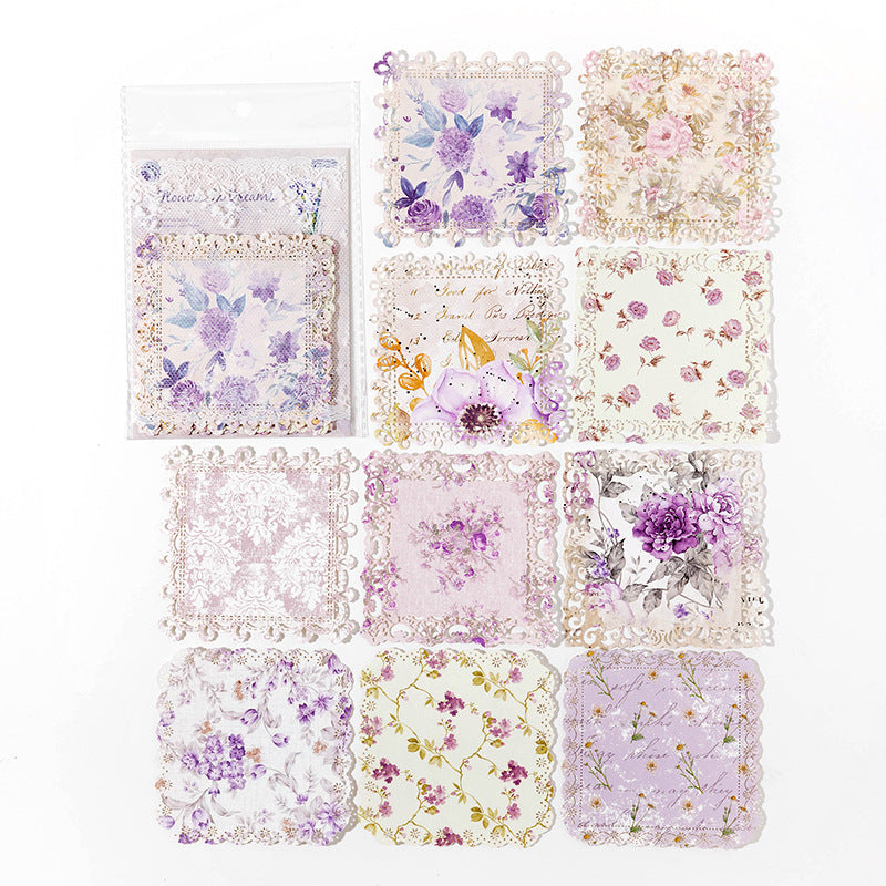 10 Pcs Floral Chintz Vintage Lace Edged Paper HKYQF
