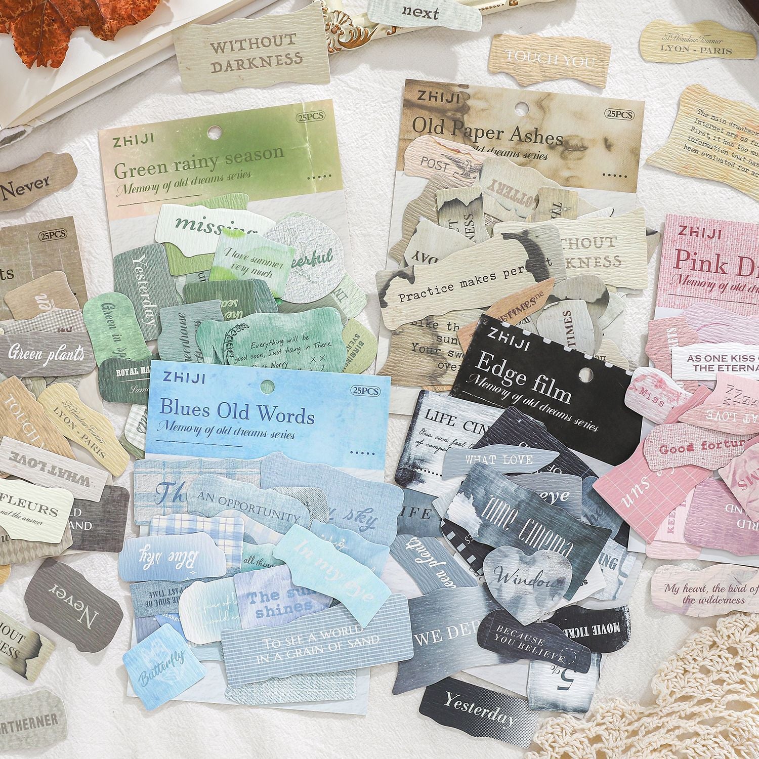 25 Pcs Vintage Word Stickers JYJM