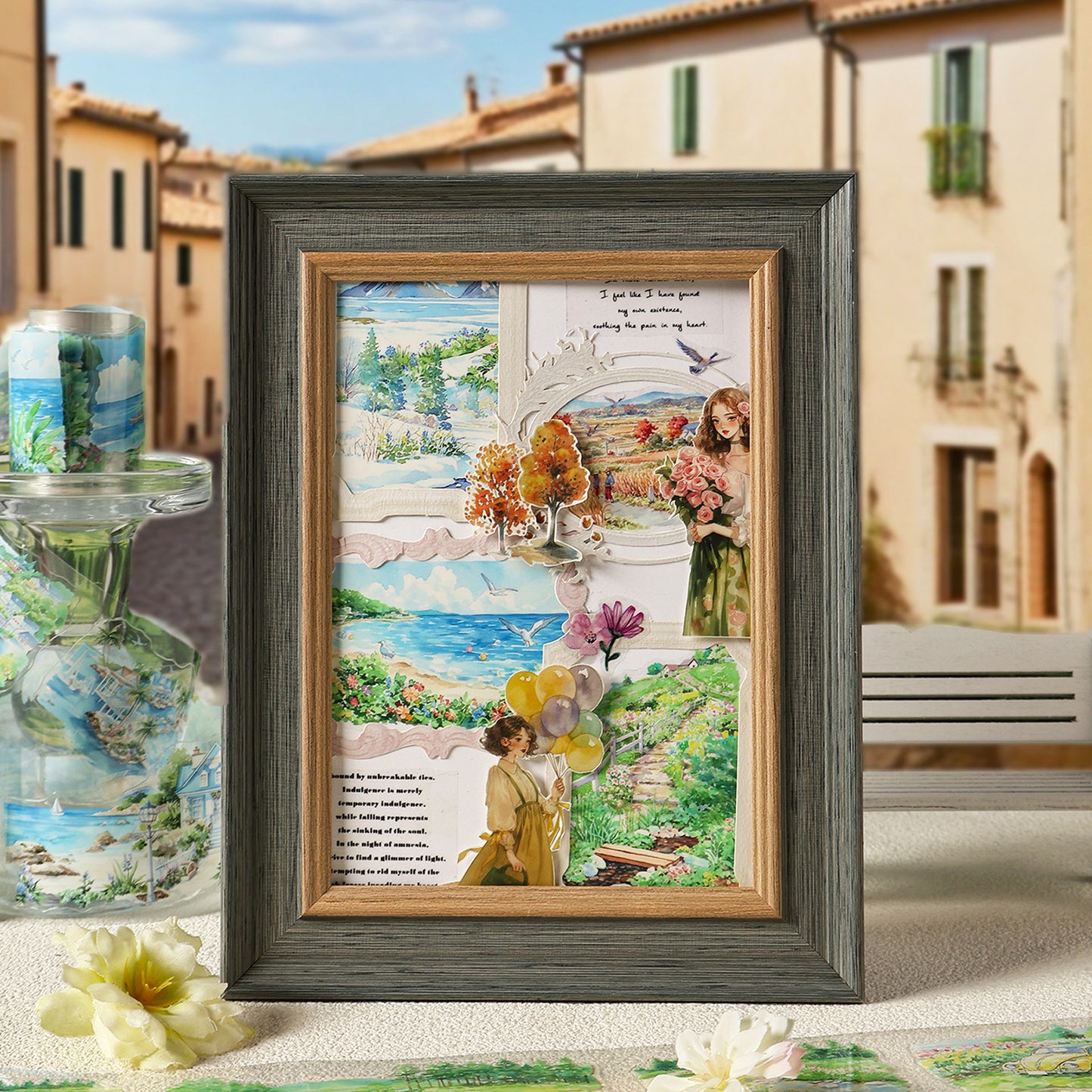 4 Rolls Town Country Landscape PET Stickers Tapes Set XZRZ