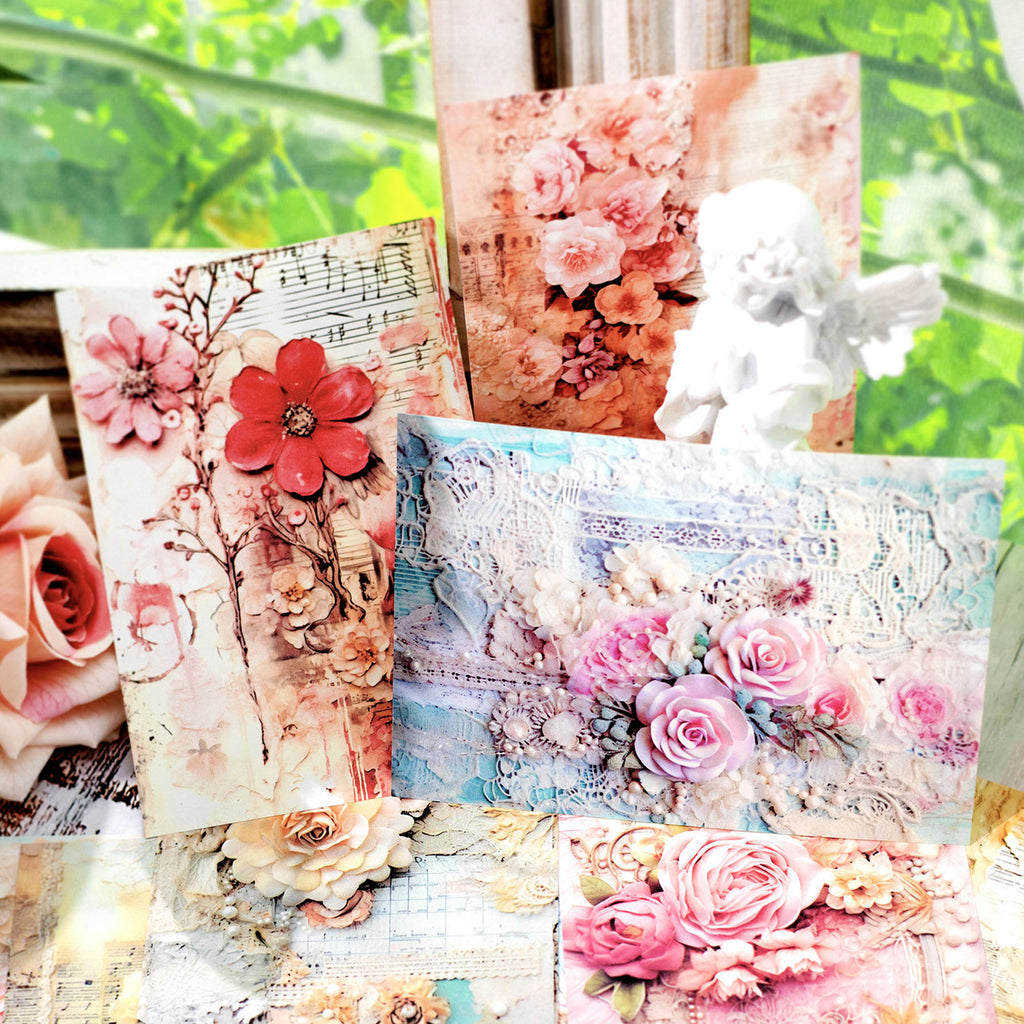 40 Pcs Flowers Scrapbook Paper BYWDHD