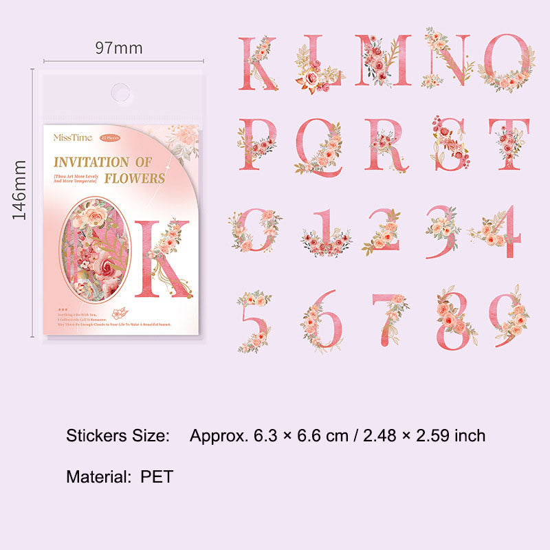 10 Pcs Flower Letter PET Stickers HJLX