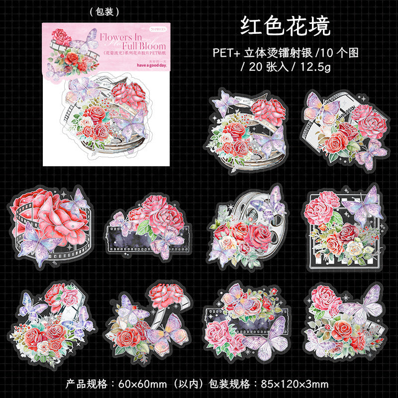 20 Pcs Flowers PET Stickers HZLG