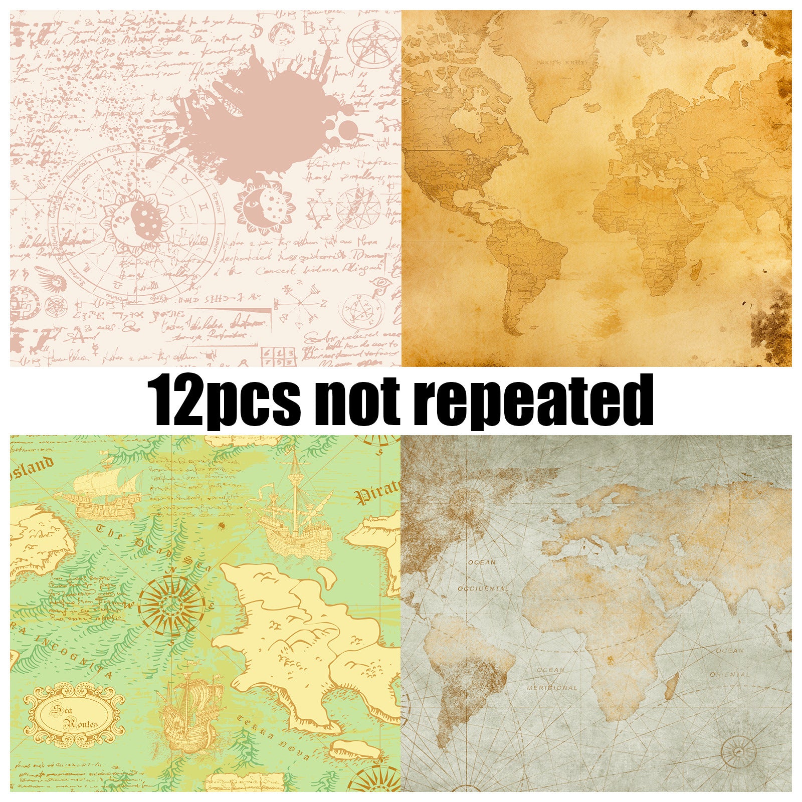 6 inch Vintage Letter Map Scrapbook Paper Pad PA731