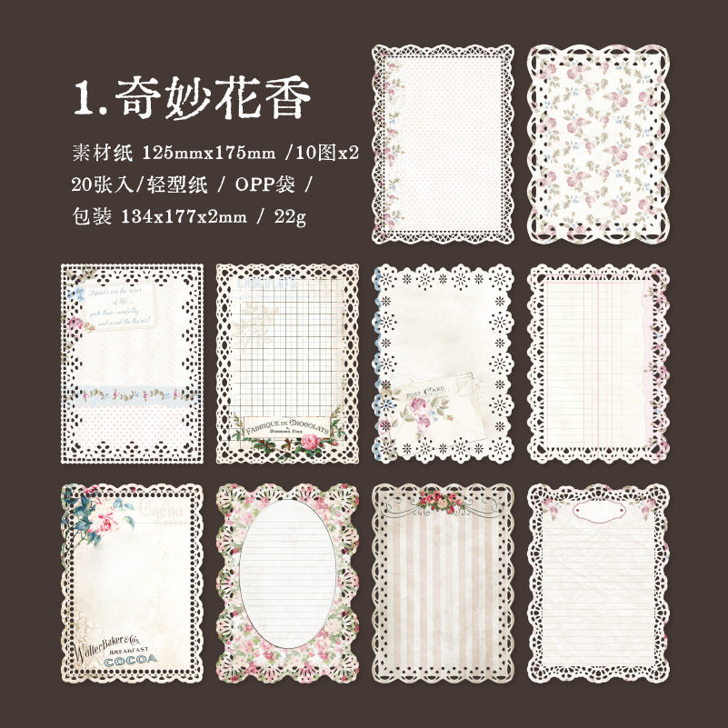 20 Sheets Lace Scrapbook Paper ZJLN