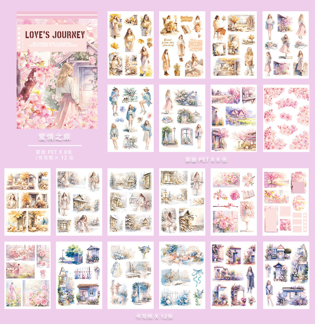 20 Sheets A5 Flower Stickers Book DHRW