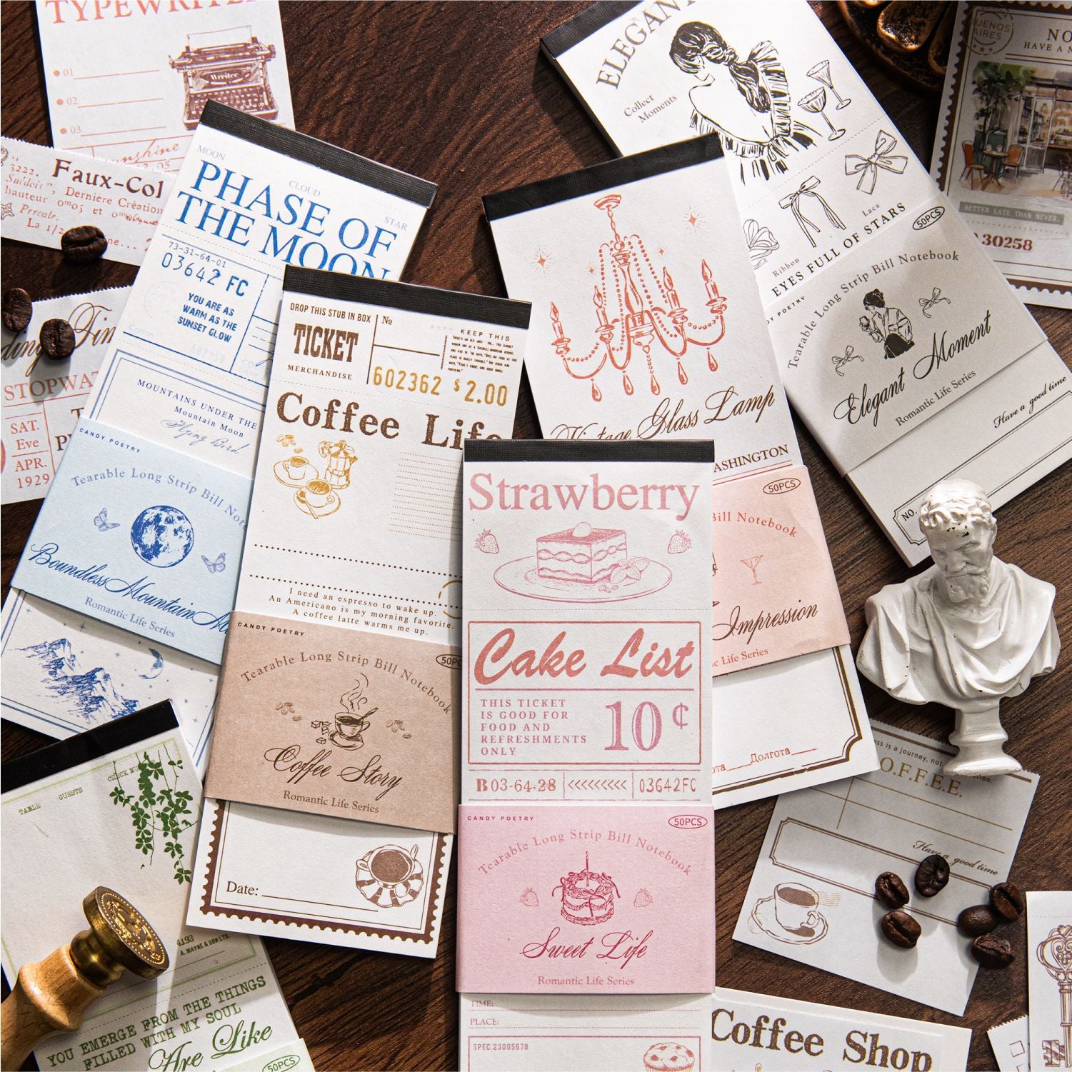 50 Pcs Vintage Ticket Scrapbook Paper LMSH