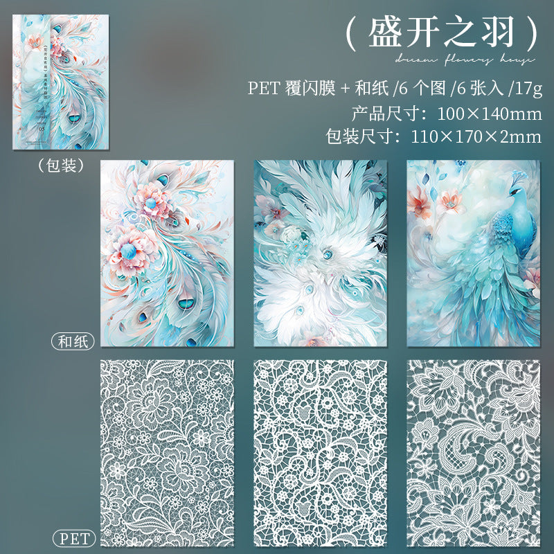 6 Pcs Floral and Lace PET Stickers HKYQ