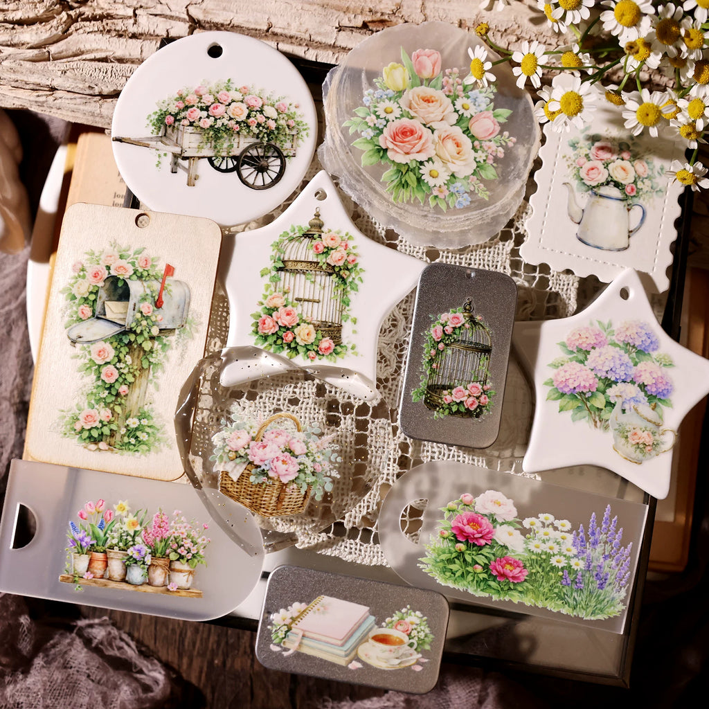 2 Sheets Waterproof Rub on Stickers - Spring Garden