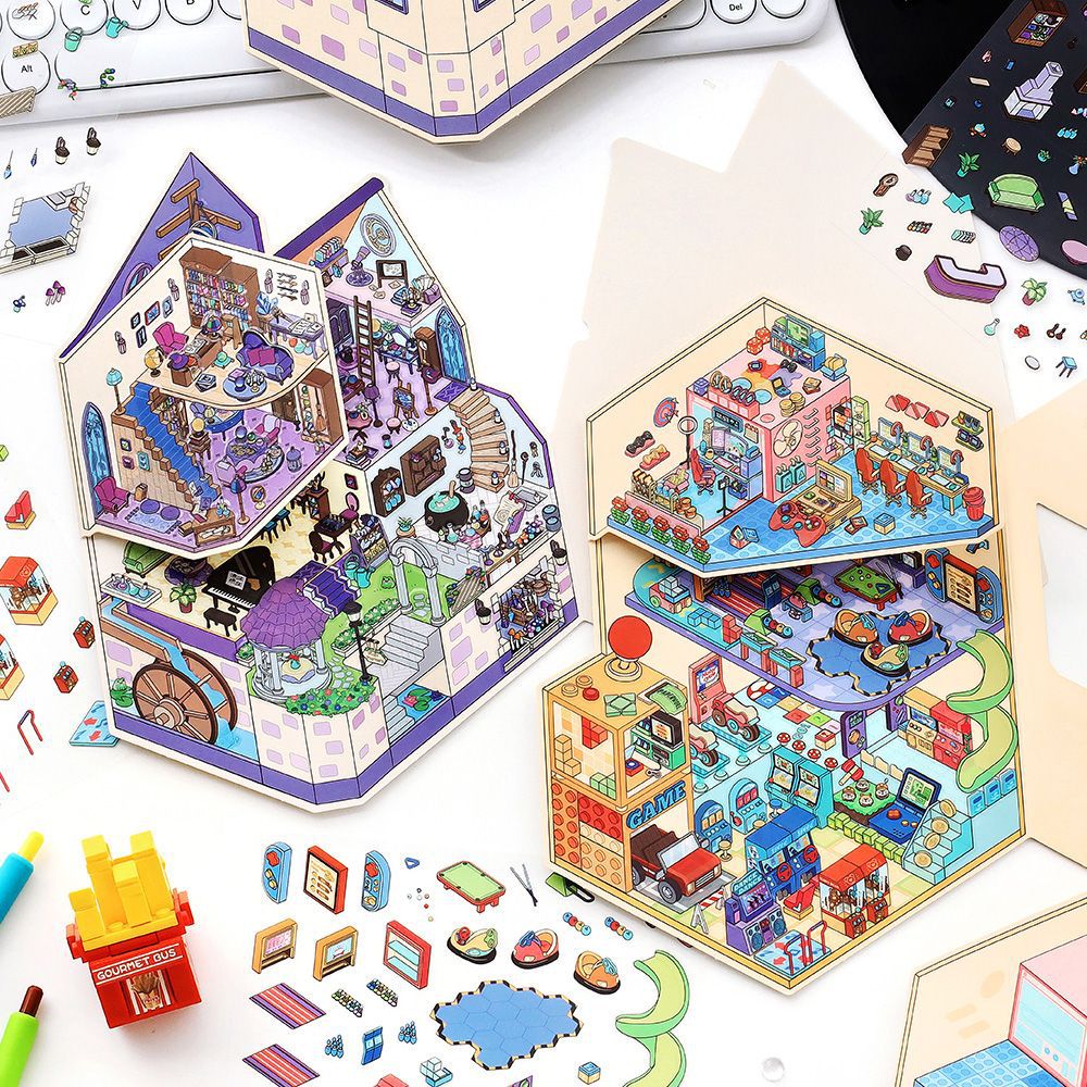 3D Shop Store Corner Scene DIY Stickers Kit XJL45