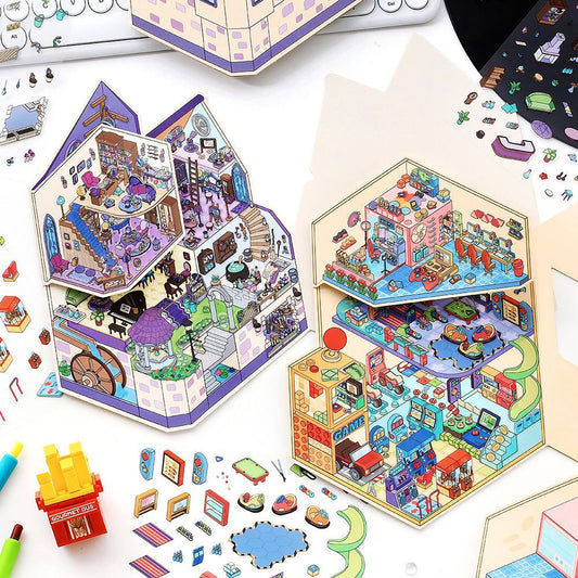 3D Shop Store Corner Scene DIY Stickers Kit XJL45