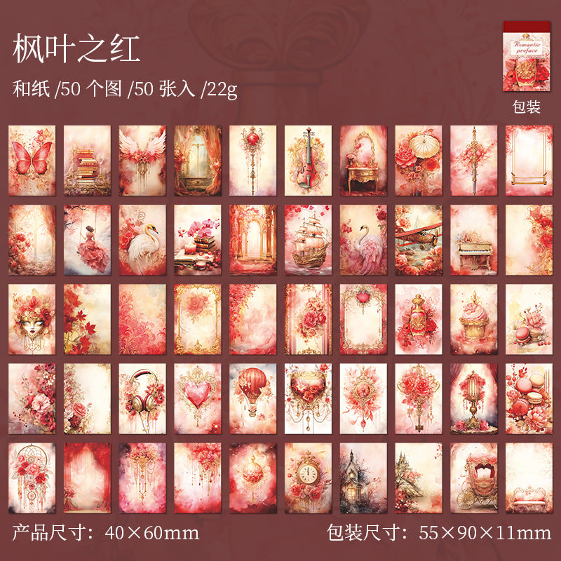 50 Pcs Vintage Washi Stickers Book LMXZ