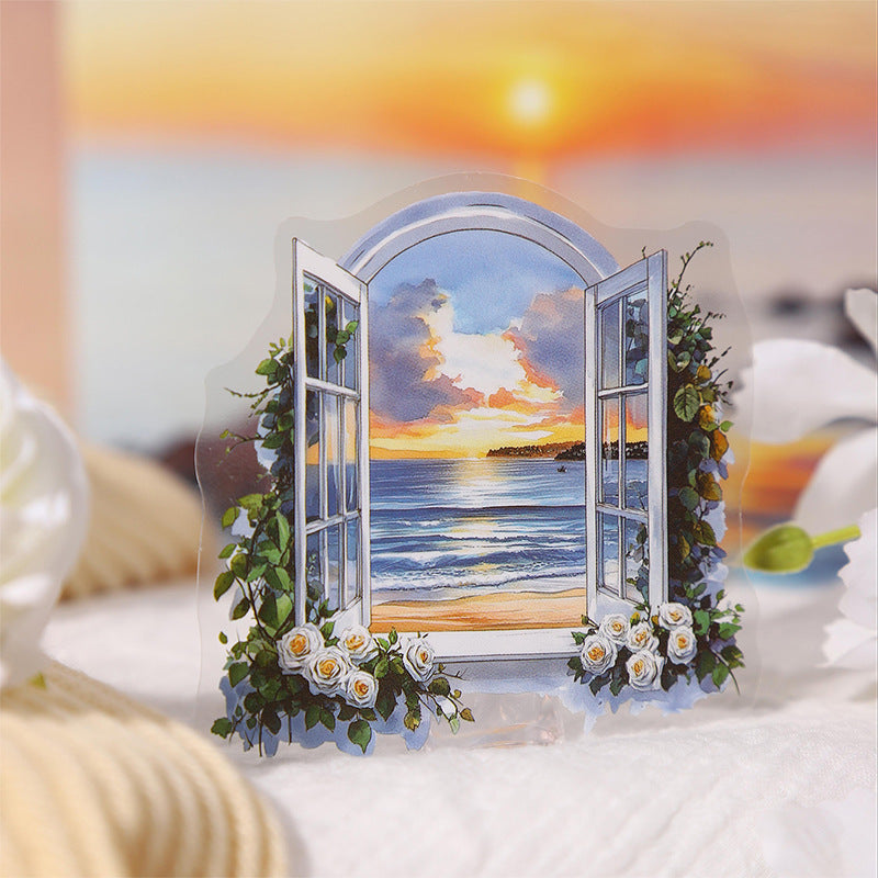 15 Pcs Windows Landscape PET Stickers YCYSJ