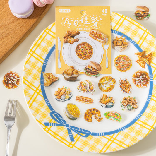 20 Pcs Food Dinner PET Stickers JRJY