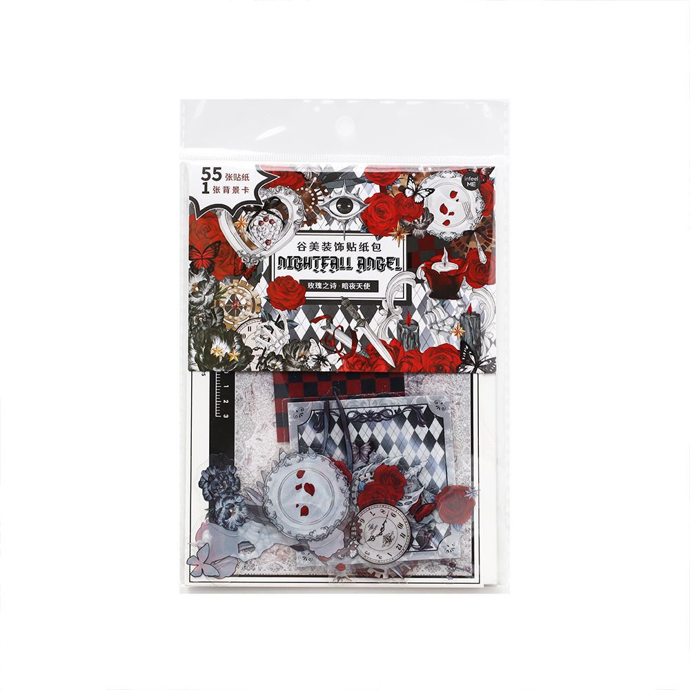 56 Pcs Gothic Collage Cardstock and Stickers Kit MGZS