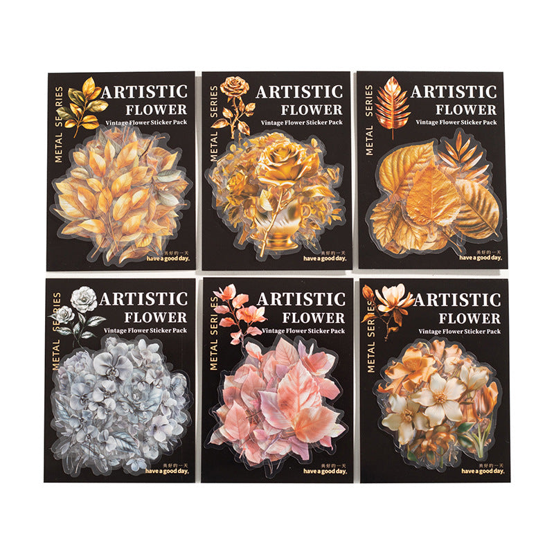 15 Pcs Vintage Flower Leaf PET Stickers YSHY