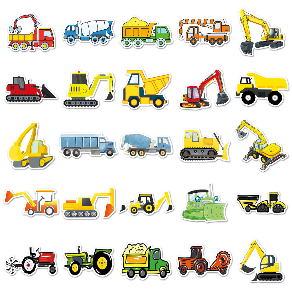 50 Pcs Vinyl Construction Vehicle Stickers GCC424