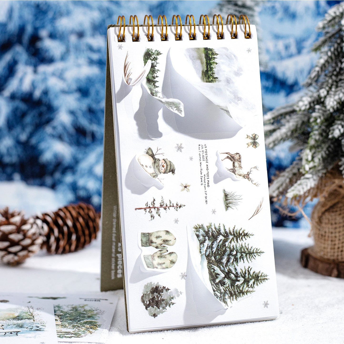 25 Sheets Winter Landscape Stickers Book SLXZ