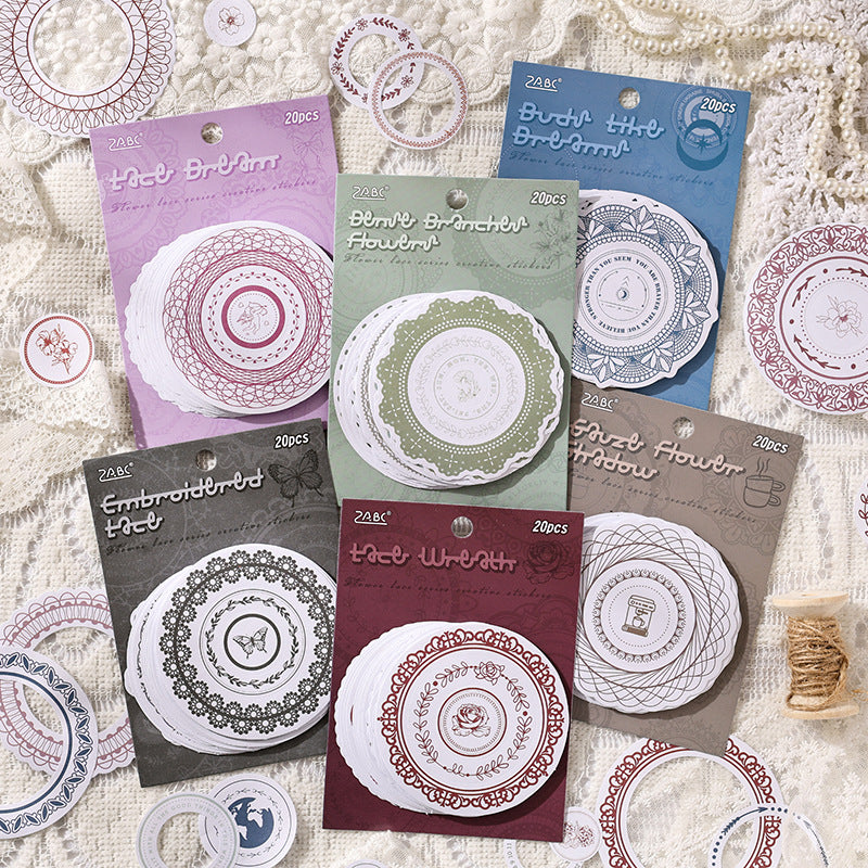 20 Pcs Round Lace Stickers HYLS
