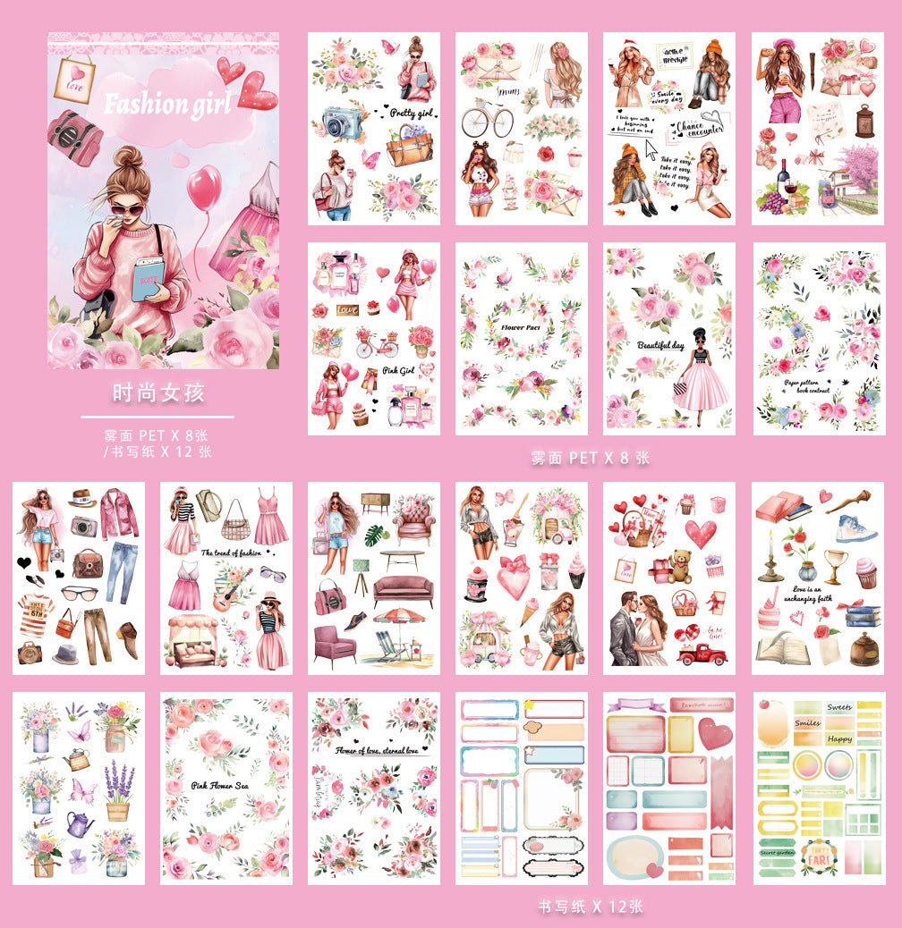 20 Sheets A5 Flower Stickers Book DHHDXL