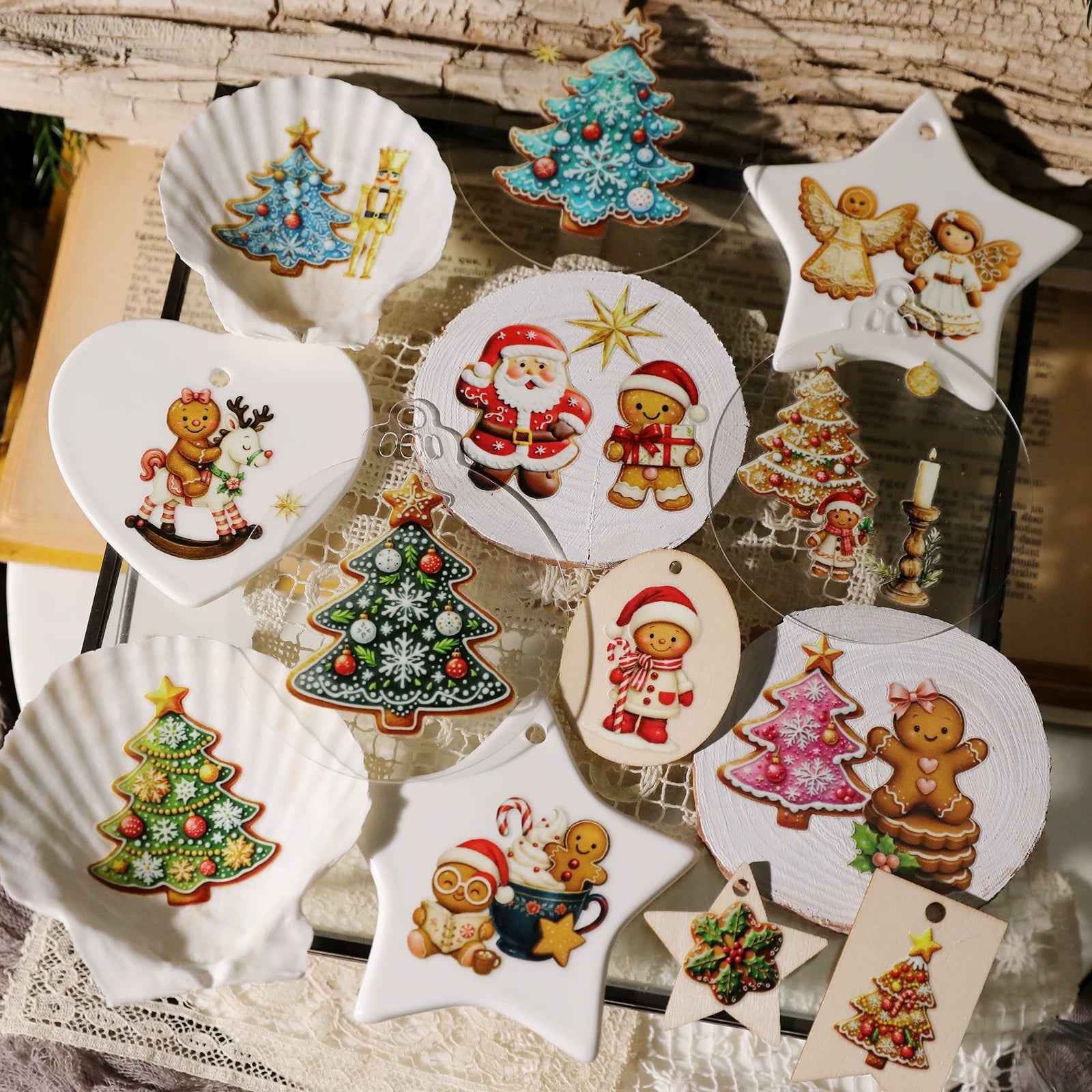 2 Sheets Waterproof Rub on Stickers - Christmas Tree