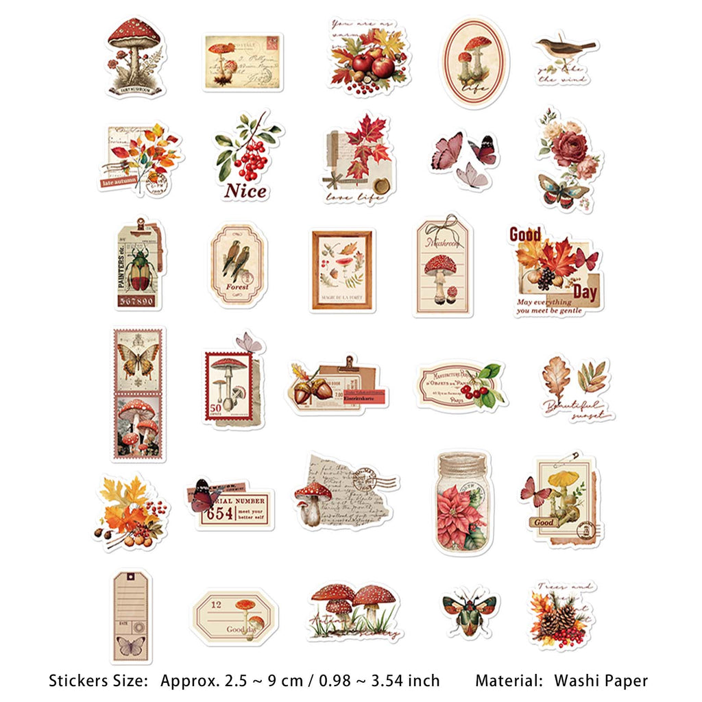 30 Pcs Vintage Journal Stickers SJLY