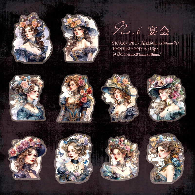 20 Pcs Vintage Lady Stickers SMCX