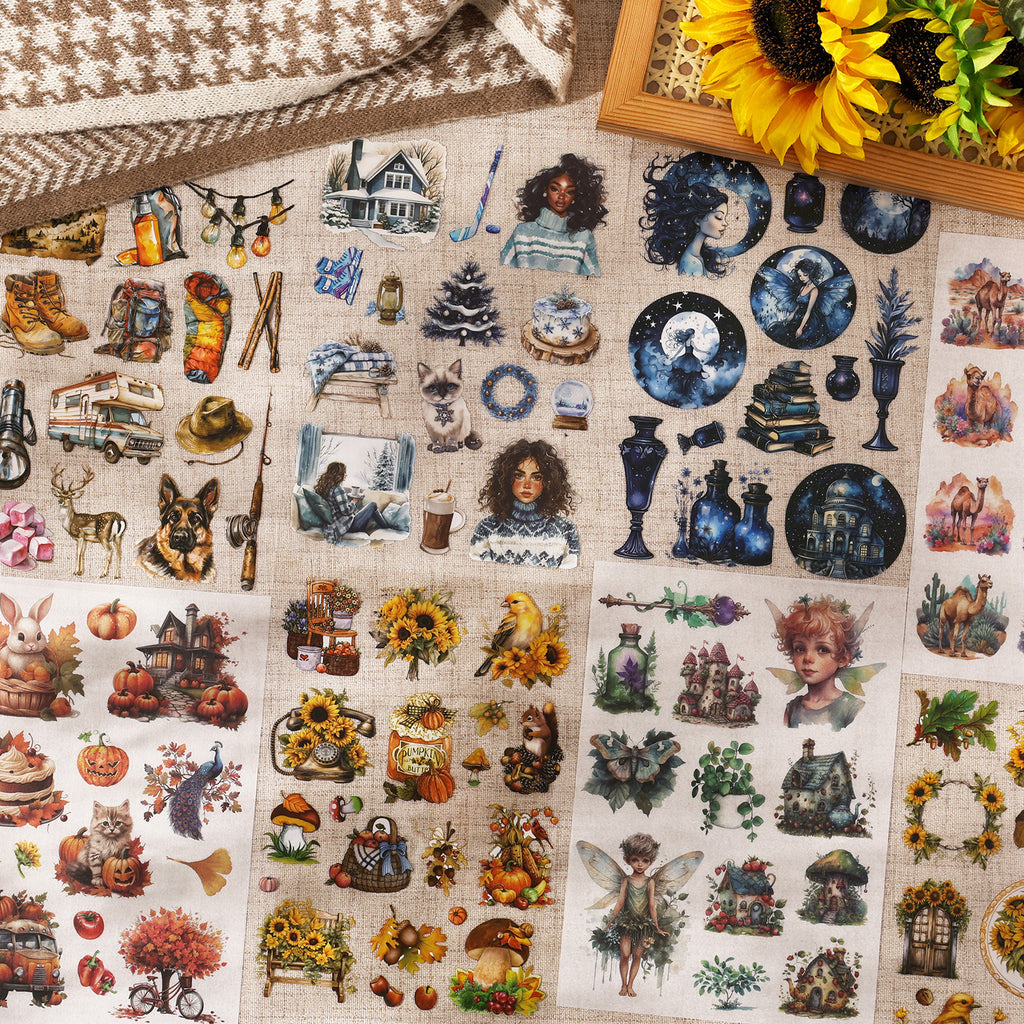 20 Sheets Vintage Journal Stickers Book HYSG