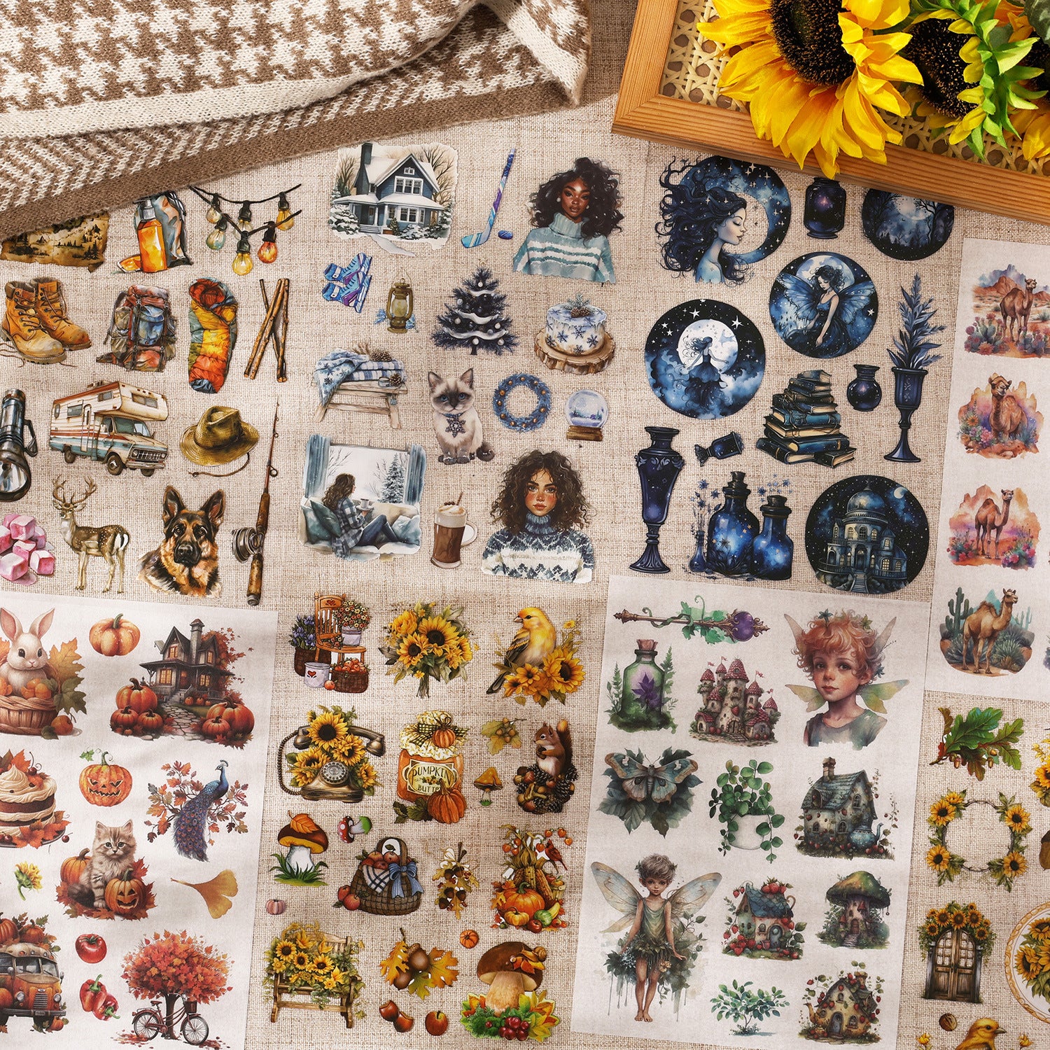 20 Sheets Vintage Journal Stickers Book HYSG
