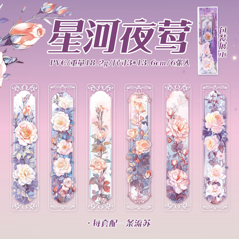 6 Pcs PVC Flowers Bookmark FCHX