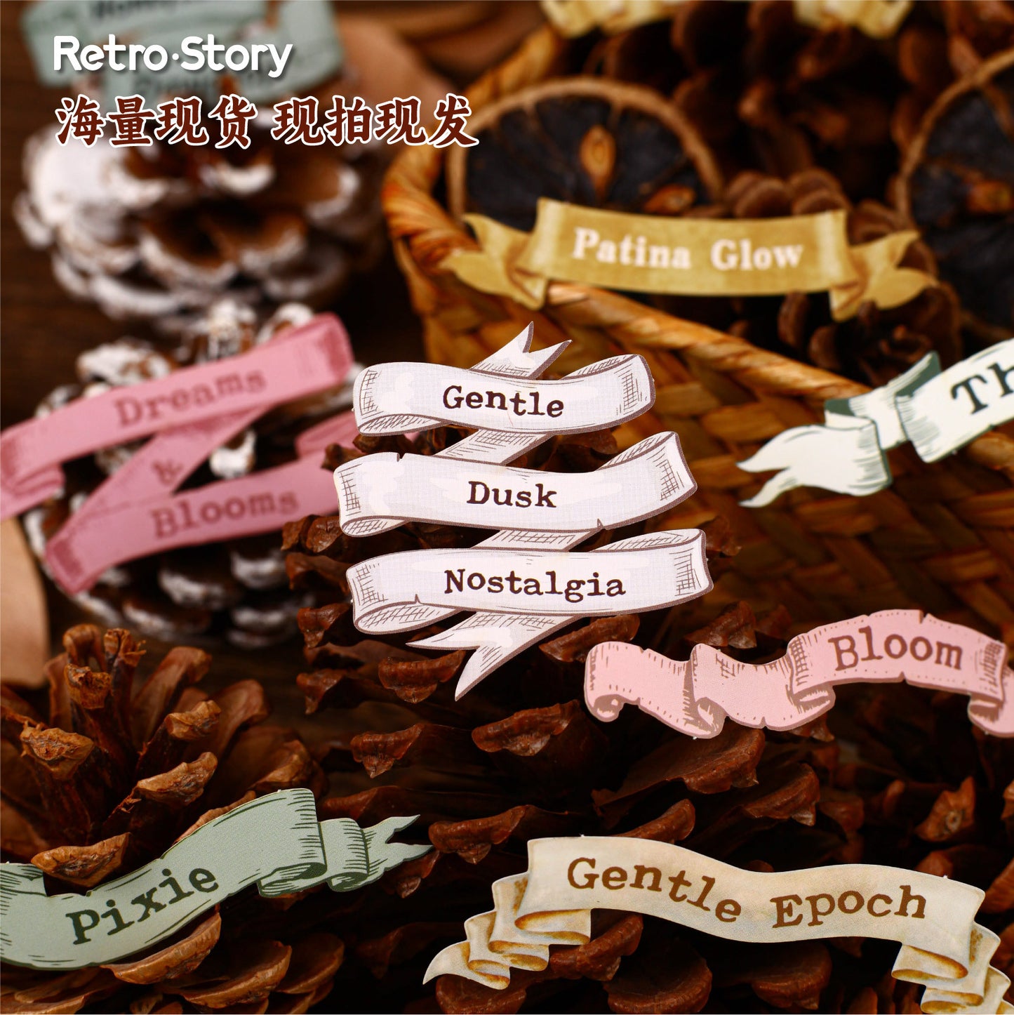 1 Roll Vintage Words Cardstock Stickers XXXL