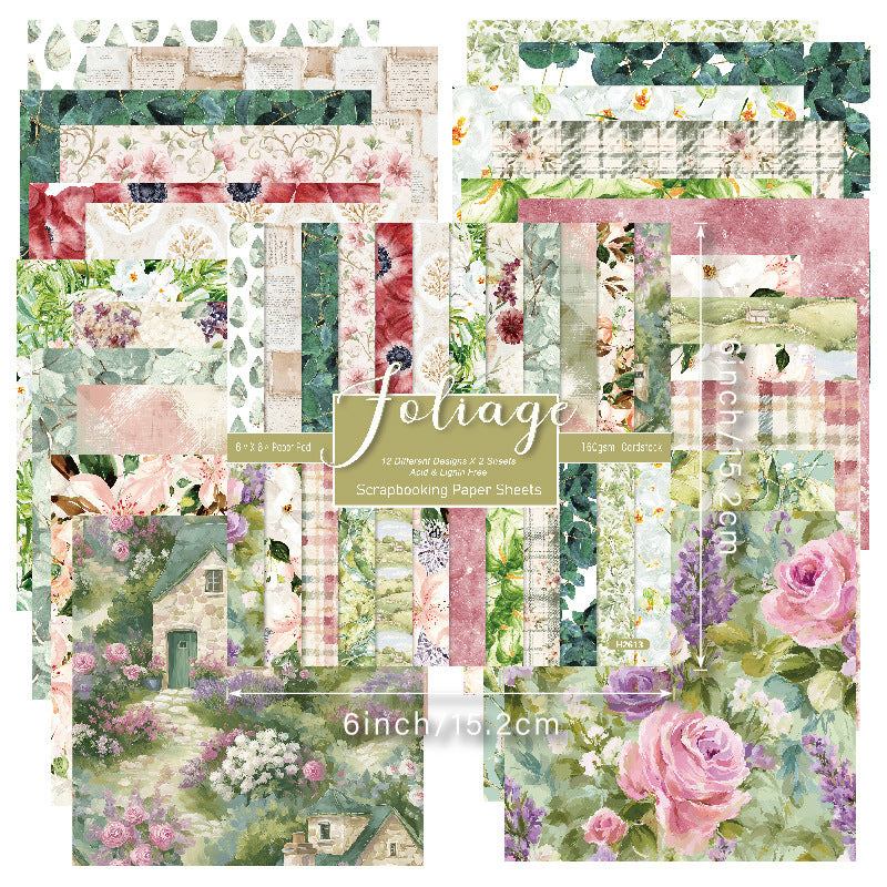6 inch Gaden Floral Scrapbook Paper Pad SKP613