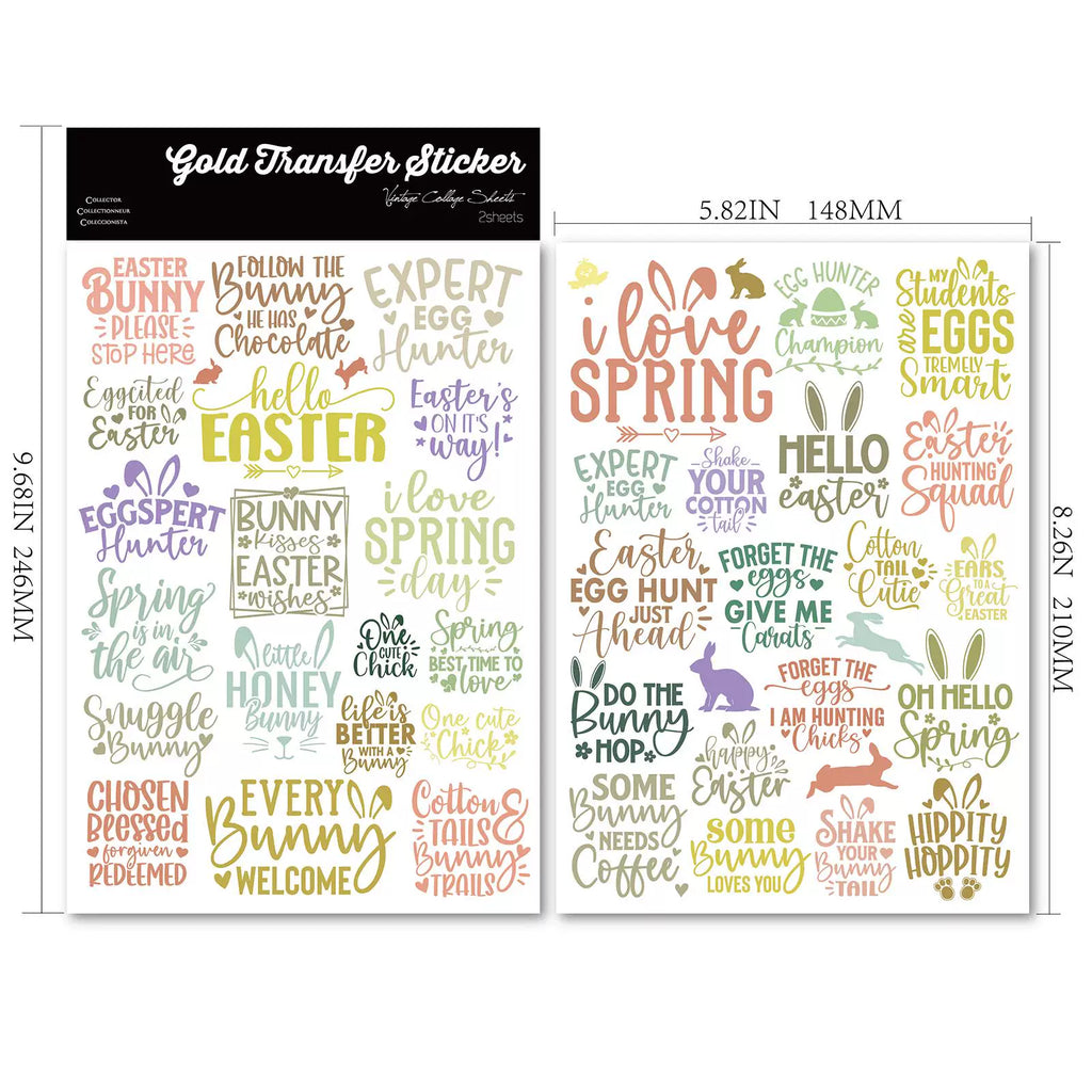 2 Sheets Waterproof Rub on Stickers - Easter Words