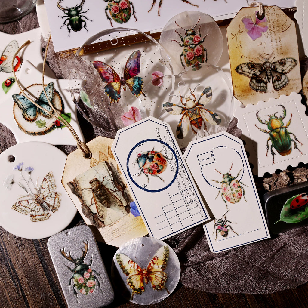 2 Sheets Waterproof Rub on Stickers - Insects
