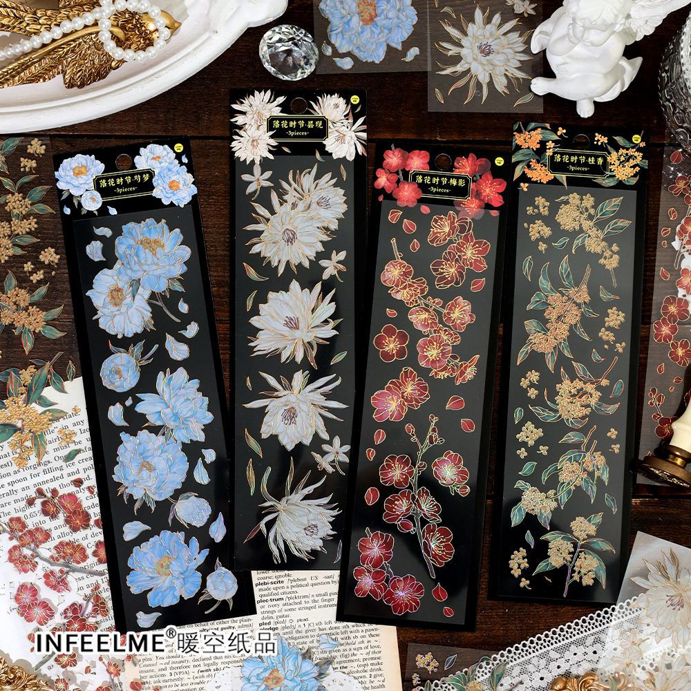 3 Sheets Flower PET Stickers LHSJ
