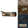Spotted Leopard Shadow Patchwork Canvas Barrel Pencil Case