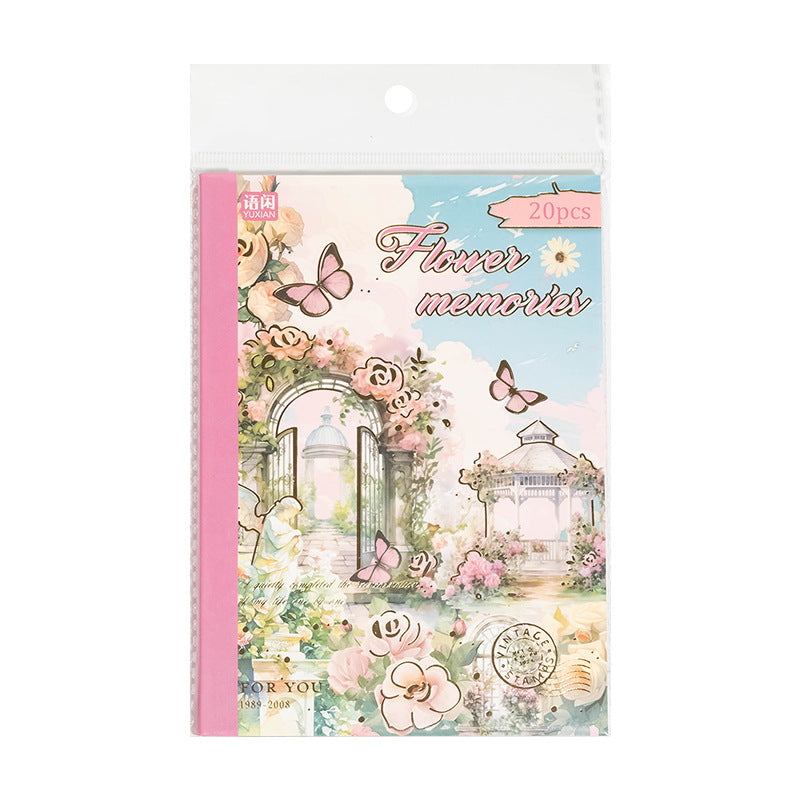 20 Sheets Botanical Flower PET Stickers Book ZXHY