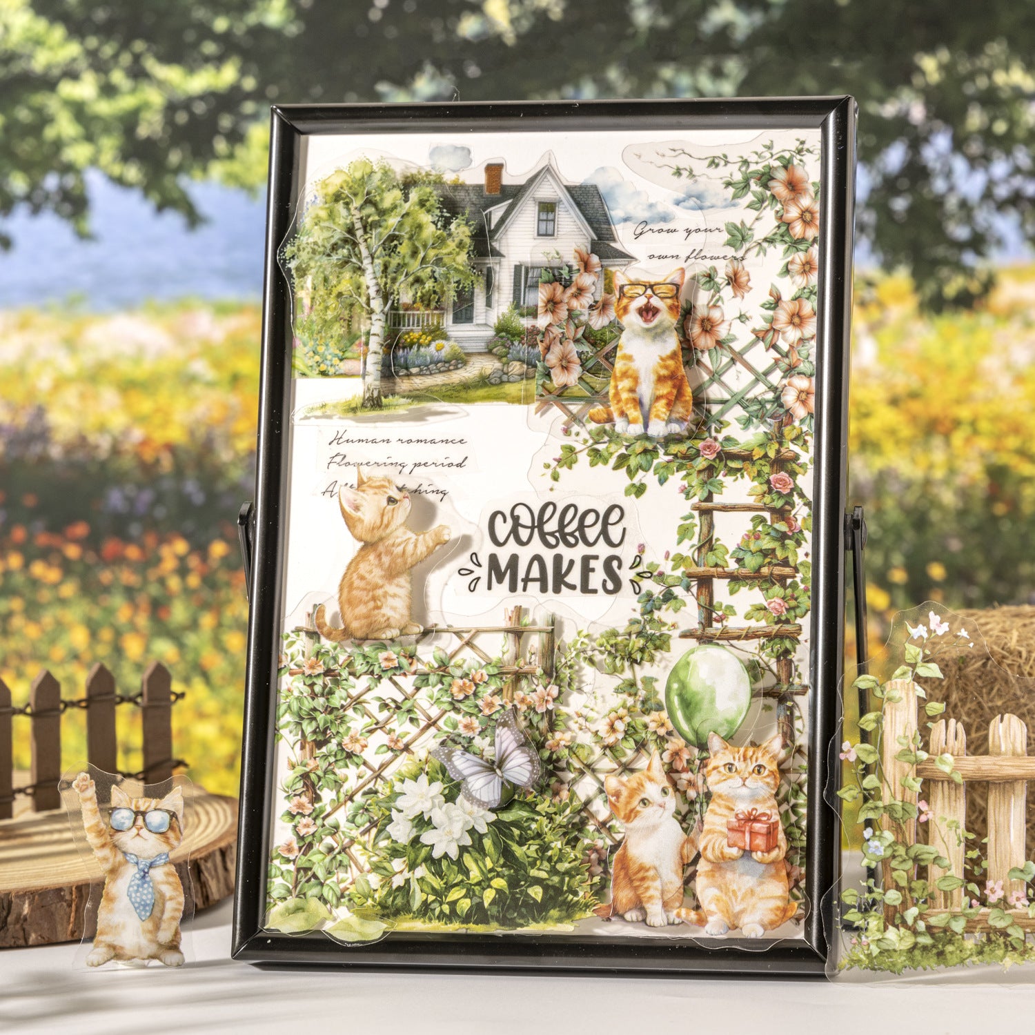 30 Pcs Garden Cat PET Stickers HYLDM