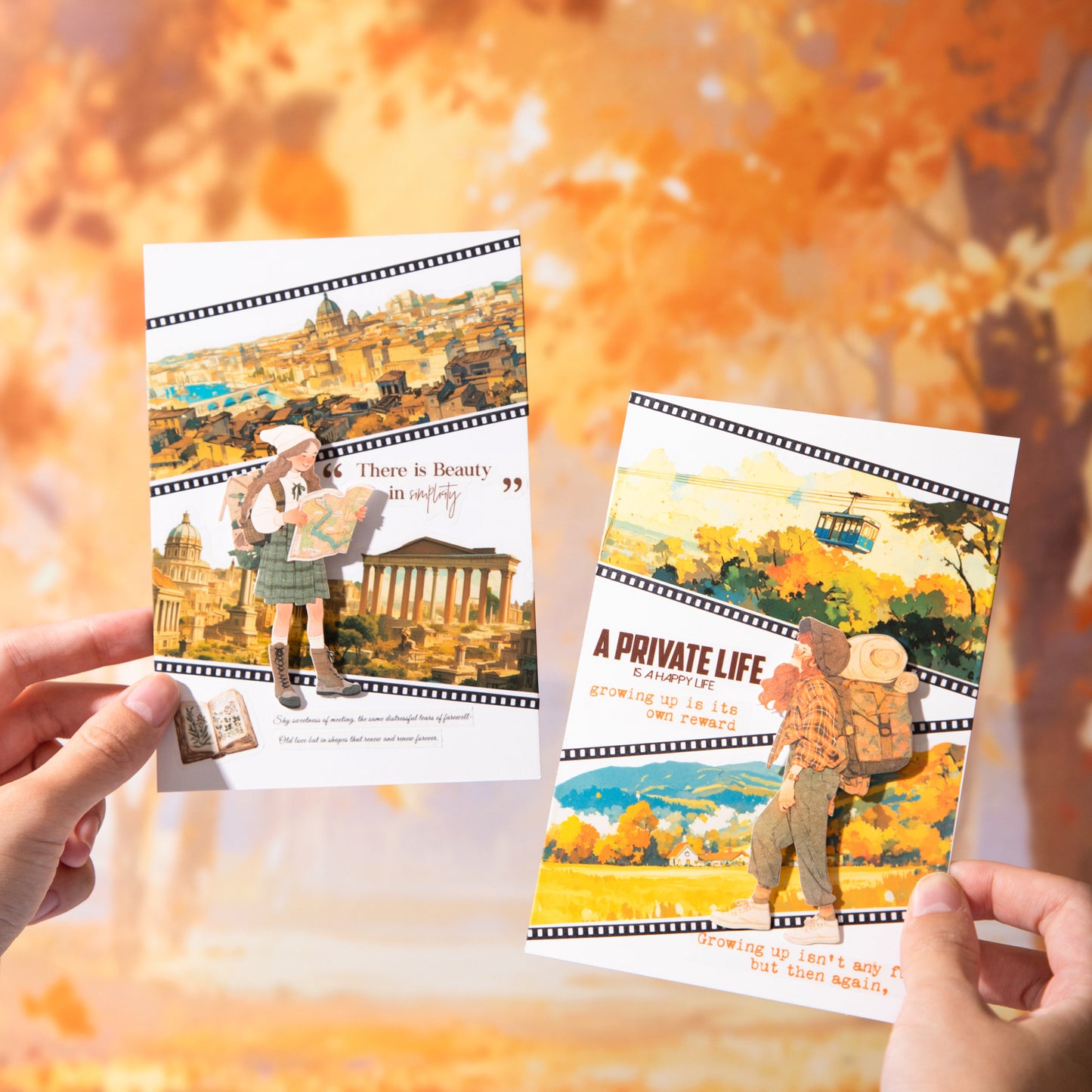 10 Pcs Seasonal Mountain Landscape PET Stickers ZRZL