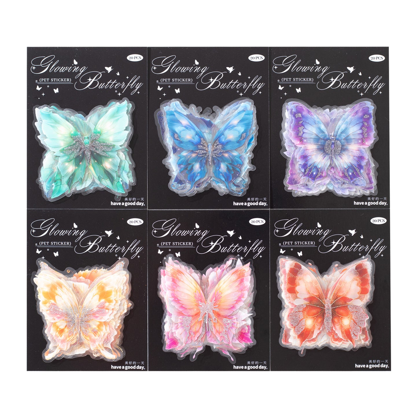 20 Pcs Butterfly PET Stickers LGHD