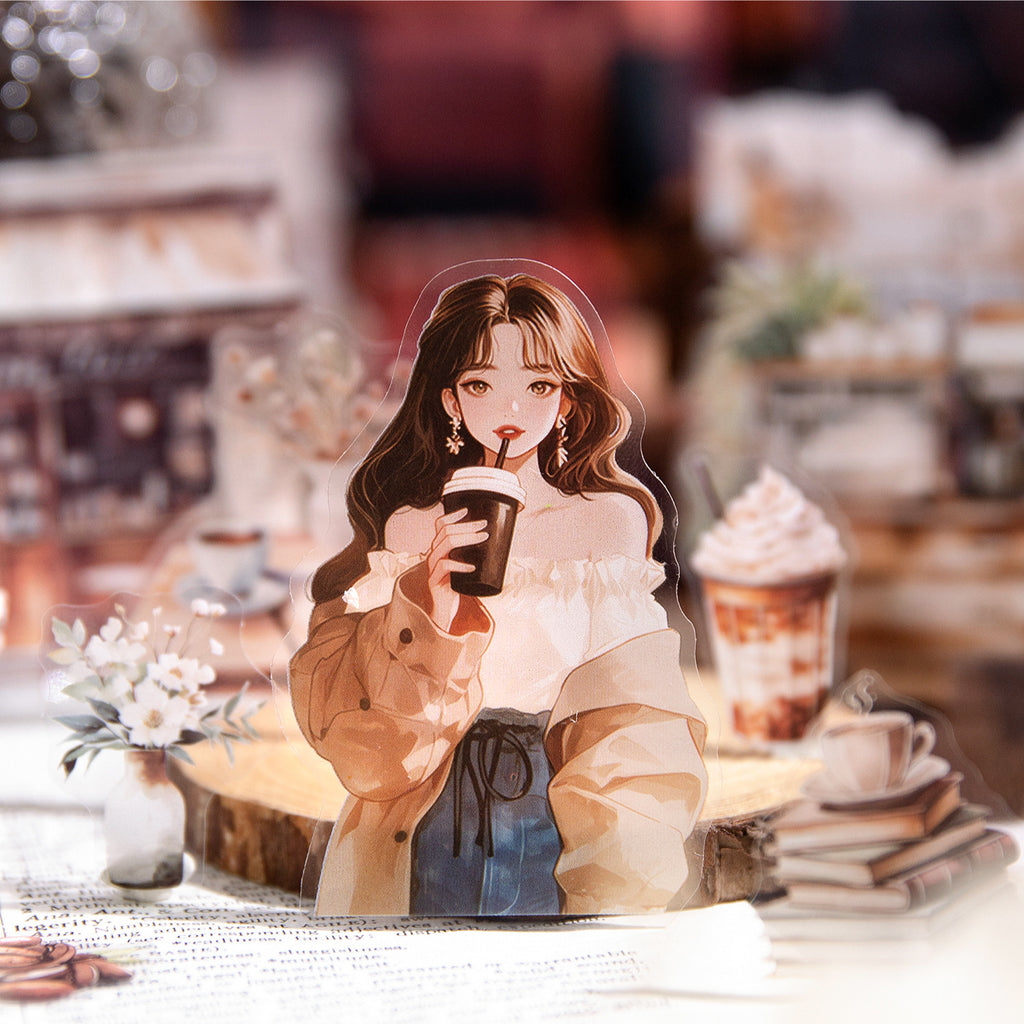 30 Pcs Coffee Themed PET Stickers MBKFW