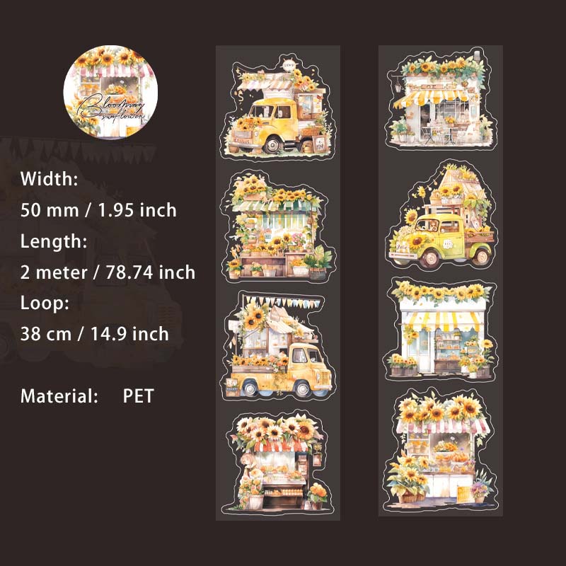 1 Roll Sunflower Garden PET Stickers Tape SFXRK