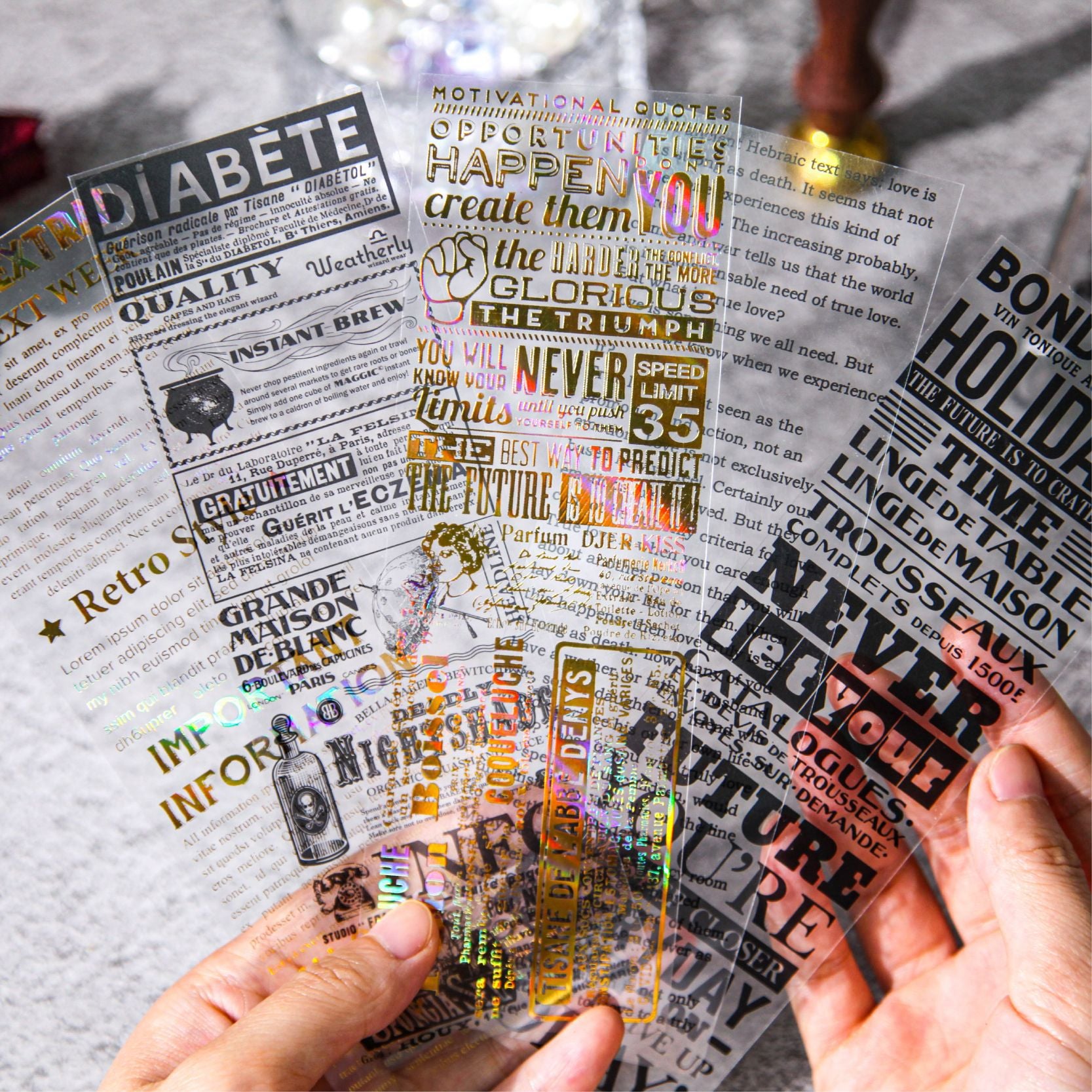 3 Pcs Quote Word PET Stickers YWXL