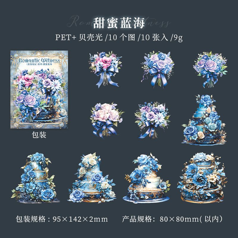 10 Pcs Flower Cake PET Stickers PHDG