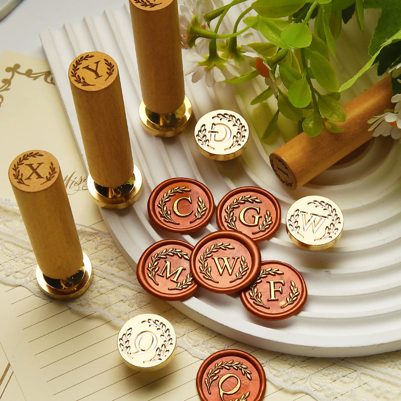 Vintage Alphabet: Wooden Handle Wax Seal Stamp Set
