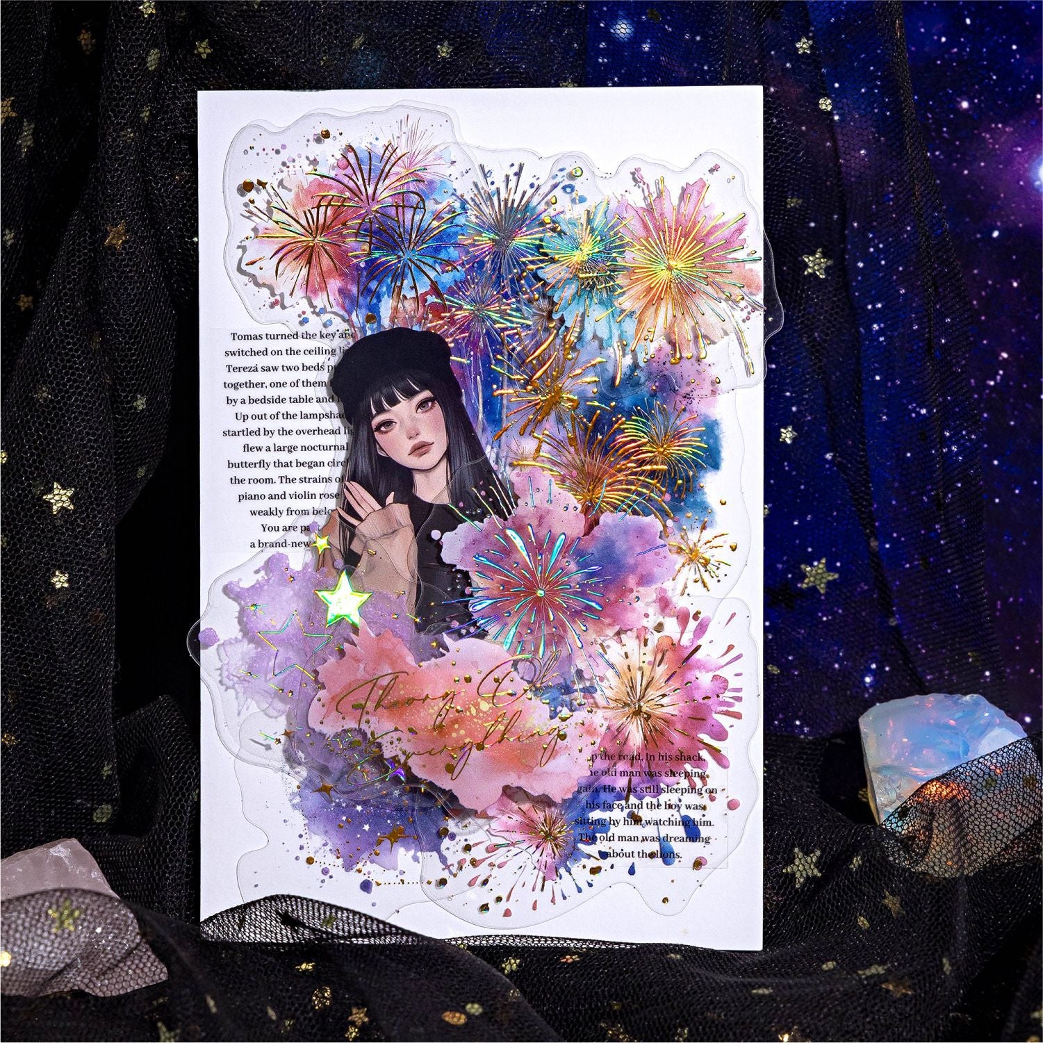 20 Pcs Watercolor Theme PET Stickers LGMJ