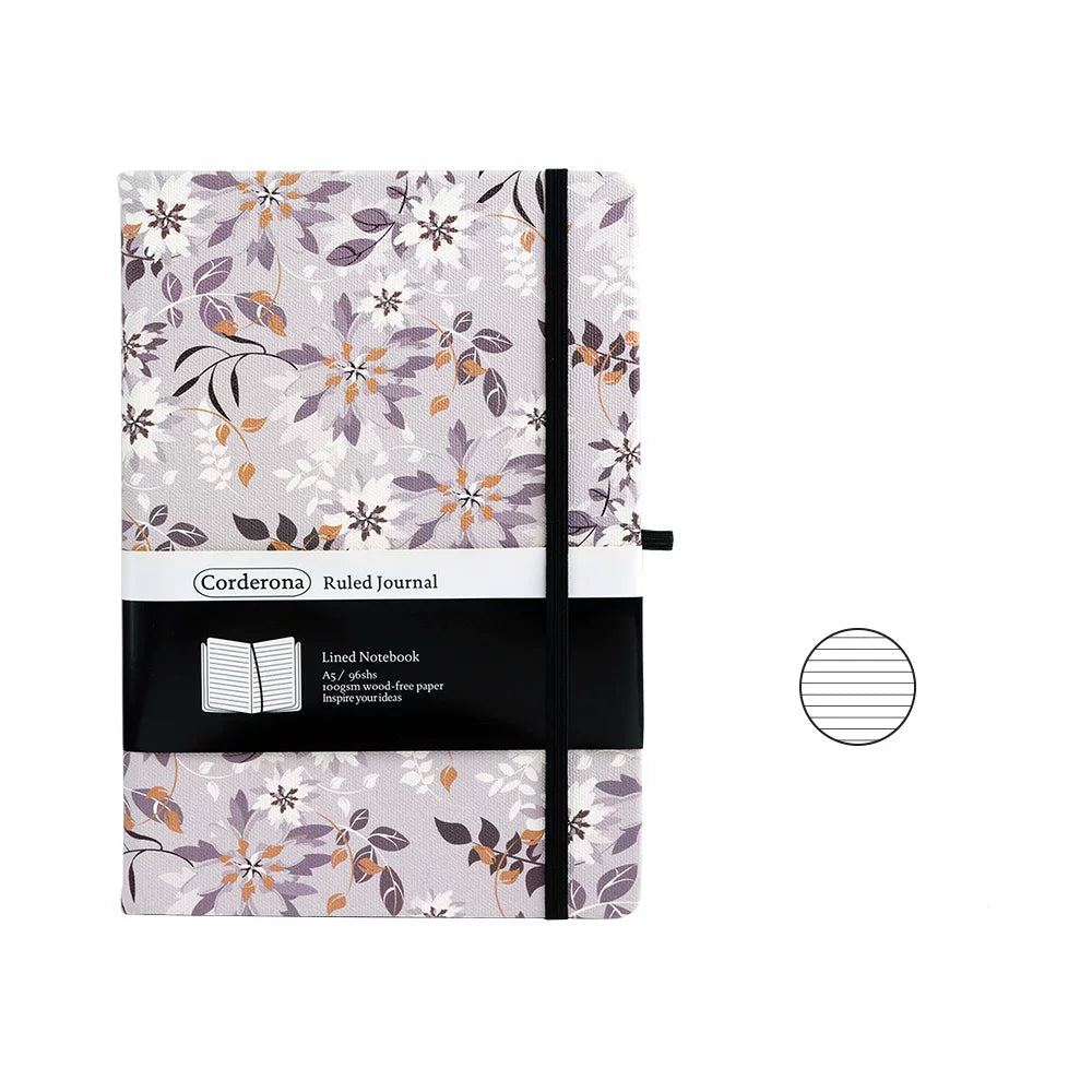 Art Series A5 Hardcover  Notebook - Grey Floral