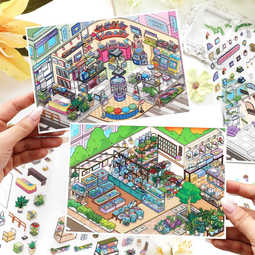 3D Garden Coffe Shop Scene DIY Stikcers Kit JRYYZ28